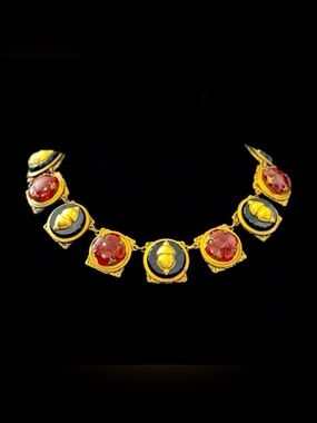 #63 Vintage Patrice Etruscan Revival Panel Necklace!